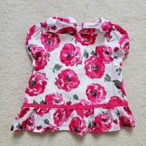 Janie and Jack Toddler Girls Pink Rose Floral Peplum Shirt sz2T